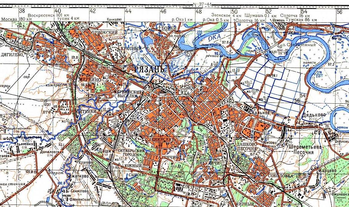 Карта рязани с районами города и улицами