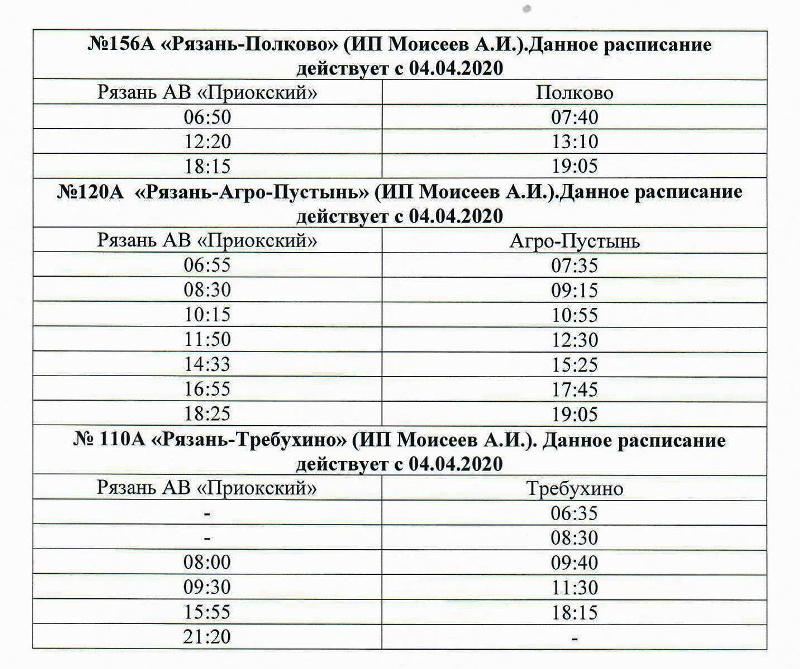 Расписание 20 автобуса рязань